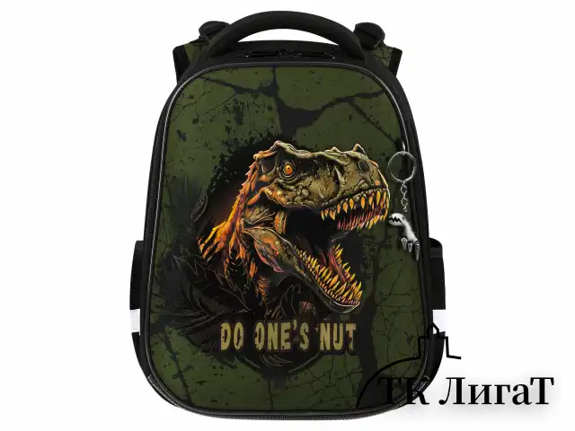 Ранец BRAUBERG PREMIUM, 2 отделения, с брелоком, "Dino attack", 3D-панель, 38х29х16 см, 272016