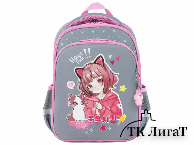 Ранец BRAUBERG QUADRO, 3 отделения, с брелком, "Anime friends", 37х28х18 см, 272022