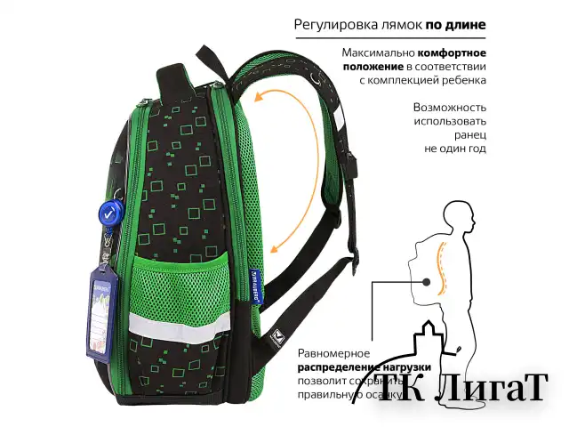 Ранец BRAUBERG FIT, 2 отделения, "Night warrior", 38х27х14 см, 272023
