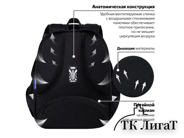 Ранец BRAUBERG FIT, 2 отделения, "Dark cat", 38х27х14 см, 272026