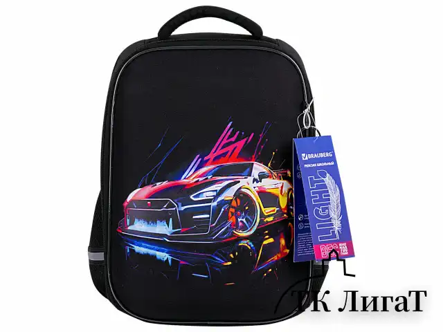 Ранец BRAUBERG LIGHT, 1 отделение, с брелоком, "Neon drift", 36х26х13 см, 272027