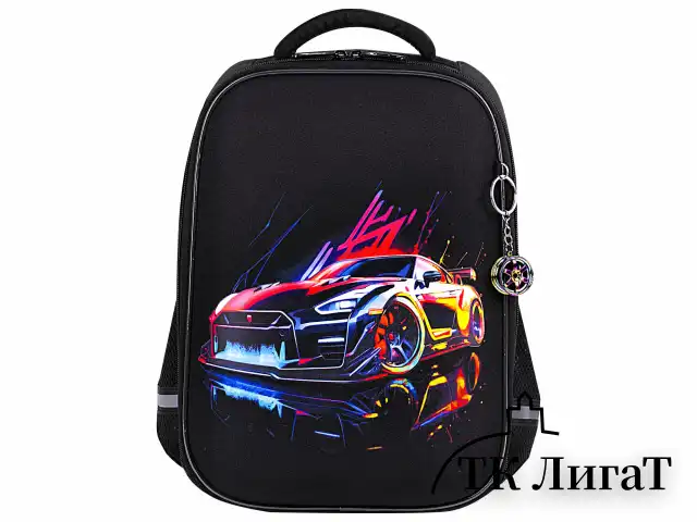 Ранец BRAUBERG LIGHT, 1 отделение, с брелоком, "Neon drift", 36х26х13 см, 272027