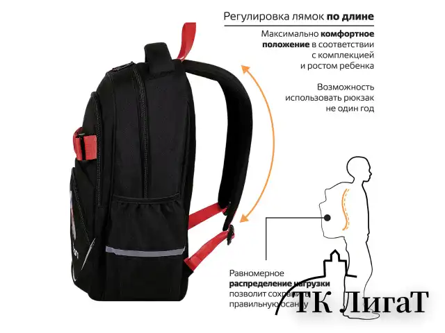 Рюкзак BRAUBERG MOTION, 2 отделения, 3 кармана, "Calm capy", СВЕТЯЩИЙСЯ, 41х28х17 см, 272032