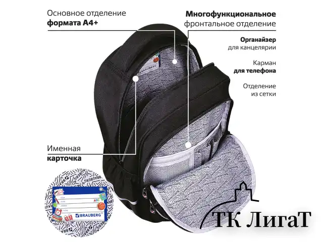 Рюкзак BRAUBERG MOTION, 2 отделения, 3 кармана, "Cat tower", 41х28х17 см, 272033