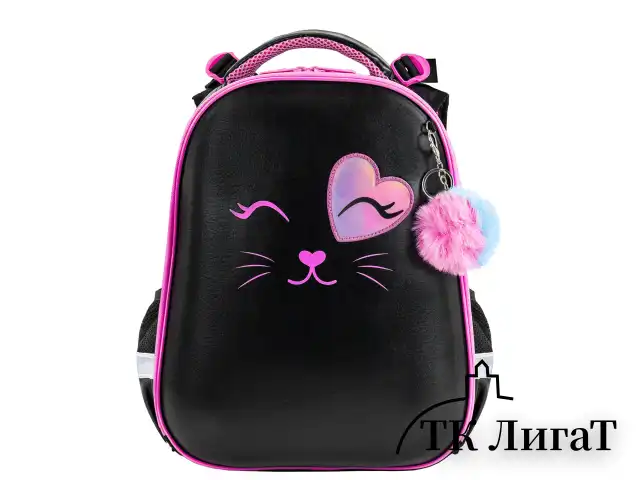Ранец BRAUBERG SHINY, 2 отделения, с брелком, "Smiling cat", 38х28х14 см, 272040