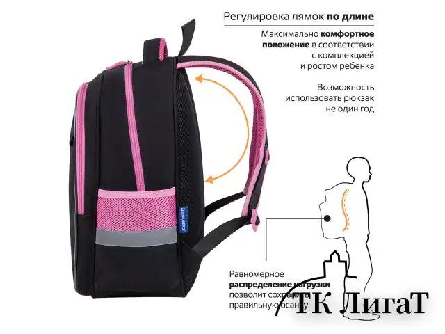 Рюкзак BRAUBERG FAVOUR, 2 отделения, 3 кармана, "Don