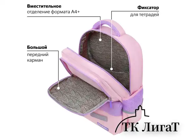 Рюкзак BRAUBERG STAR, 1 отделение, 5 карманов, "Capybara", розовый, 40x29x13 см, 272062