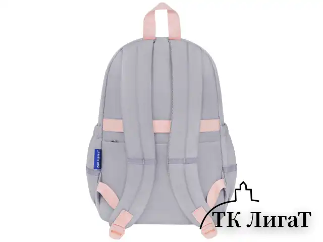 Рюкзак BRAUBERG PASTEL с термонашивками в комплекте, "Sweet paws", серый, 40х29х14 см, 272064