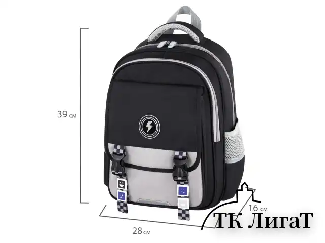 Рюкзак BRAUBERG SNAP, 2 отделения, 3 кармана, "Original black", 39х28х16 см, 272066