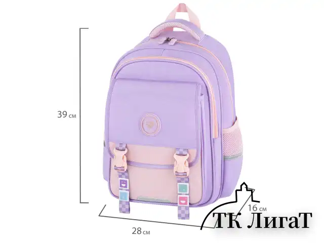 Рюкзак BRAUBERG SNAP, 2 отделения, 3 кармана, "Delicate lilac", 39х28х16 см, 272068