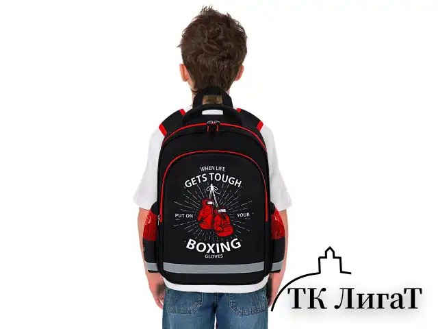 Рюкзак ПИФАГОР SCHOOL, 1 отделение, 3 кармана, "Boxing", 38x28х14 см, 272077