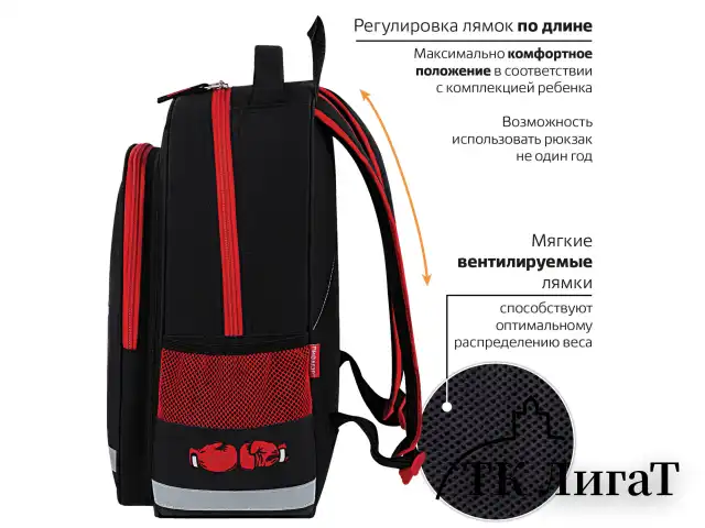Рюкзак ПИФАГОР SCHOOL, 1 отделение, 3 кармана, "Boxing", 38x28х14 см, 272077