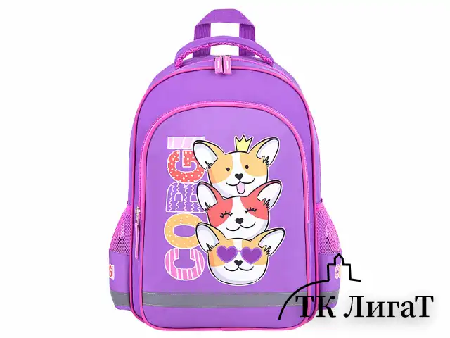 Рюкзак ПИФАГОР SCHOOL, 1 отделение, 3 кармана, "Corgi queen", 38x28х14 см, 272085
