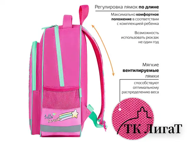 Рюкзак ПИФАГОР SCHOOL, 1 отделение, 3 кармана, "Sweet mood", 38x28х14 см, 272086