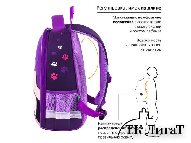 Ранец BRAUBERG KIDS START, 1 отделение, 2 кармана, "Sweet cheeks", велюровая панель, 35х26х13см, 272093