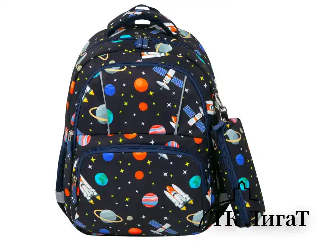 Рюкзак BRAUBERG KIDS SET, с пеналом в комплекте, 2 отделения, "Space infinity", 37x28x16 см, 272099