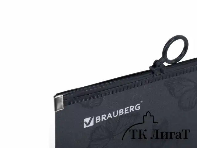 Папка для тетрадей BRAUBERG А4, 1 отделение, пластик, на zip-lock-молнии, "Neon butterflies", 272103