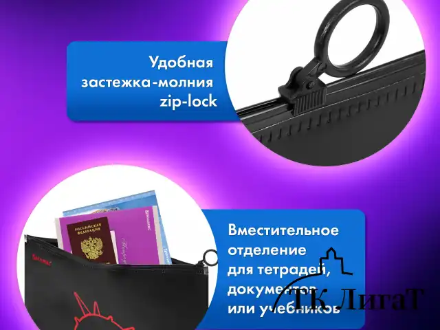 Папка для тетрадей BRAUBERG А4, 1 отделение, пластик, на zip-lock-молнии, "Danger", 272105