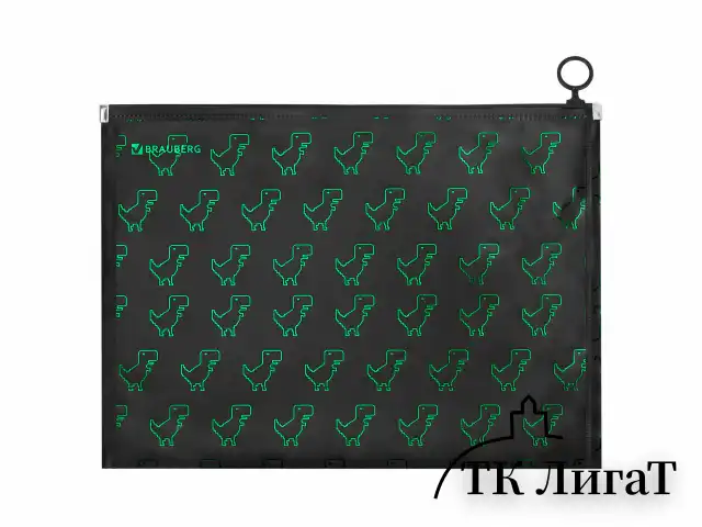 Папка для тетрадей BRAUBERG А4, 1 отделение, пластик, на zip-lock-молнии, "Dino matrix", 272106