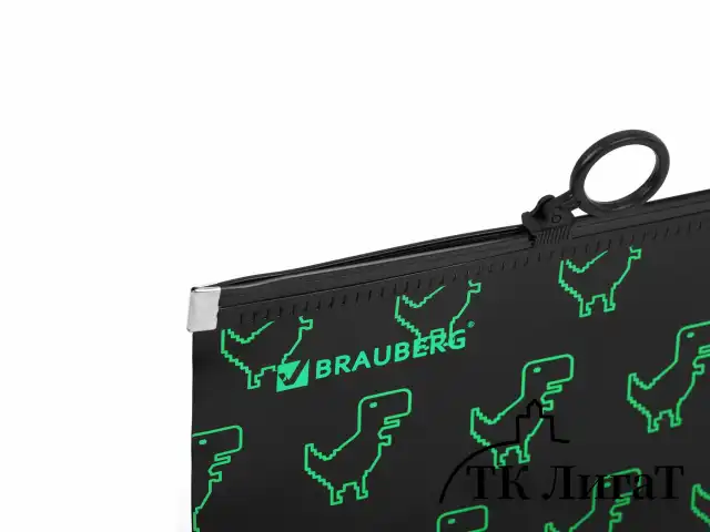 Папка для тетрадей BRAUBERG А4, 1 отделение, пластик, на zip-lock-молнии, "Dino matrix", 272106