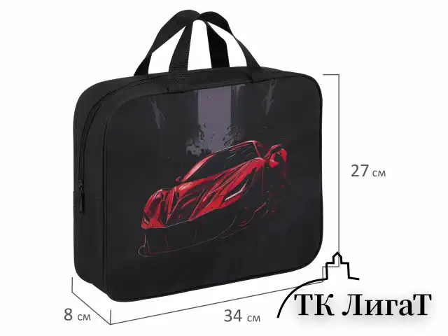 Папка на молнии с ручками BRAUBERG KIDS А4, 1 отделение, полиэстер, 80 мм, "Red car", 272122