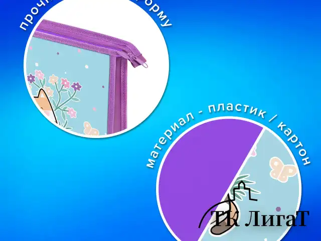 Папка для тетрадей ПИФАГОР А4, 1 отделение, картон/пластик, на молнии, "Cat friends", 272127