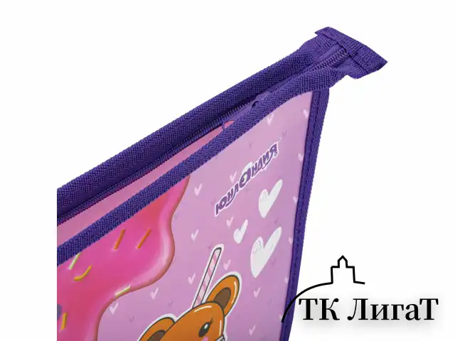 Папка для тетрадей ЮНЛАНДИЯ А4, 1 отделение, пластик, на молнии, "Candy friends", 272139