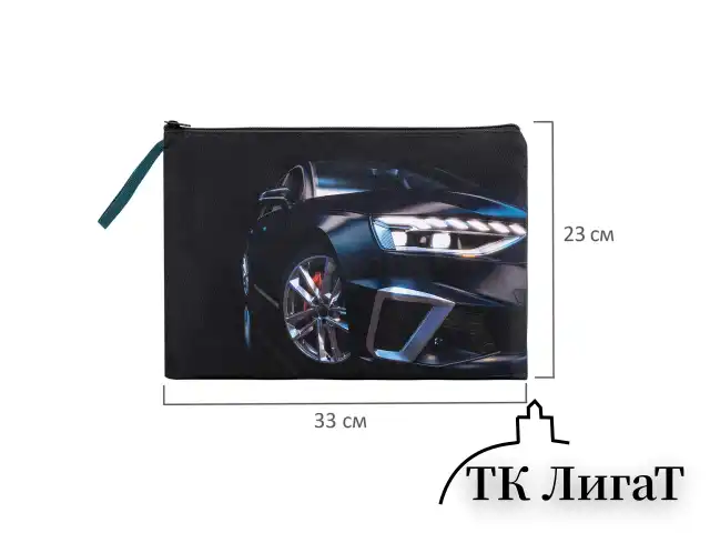 Папка для тетрадей BRAUBERG А4, 1 отделение, полиэстер, на молнии, с ручкой, Super car, 272171