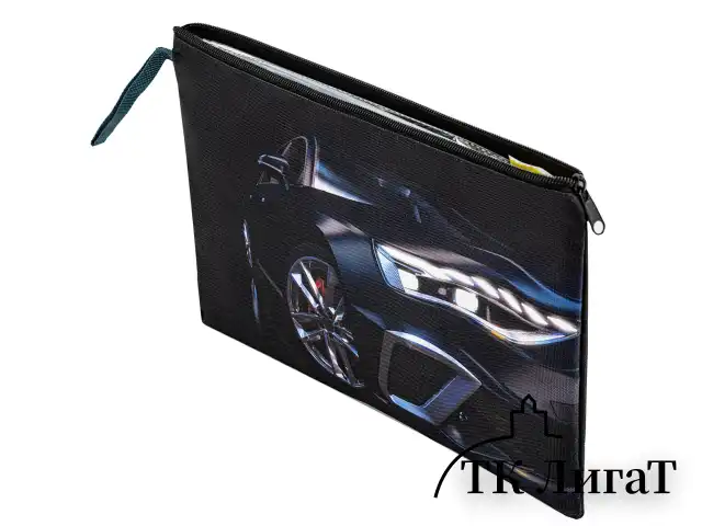 Папка для тетрадей BRAUBERG А4, 1 отделение, полиэстер, на молнии, с ручкой, Super car, 272171