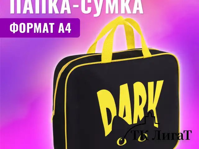 Папка на молнии с ручками BRAUBERG А4, 1 отделение, полиэстер, 80 мм, "Dark cat", 272178