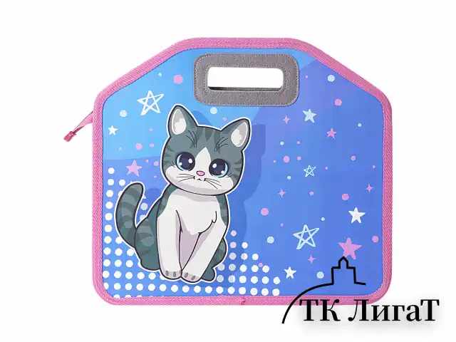 Папка-сумка ЮНЛАНДИЯ, 1 отделение, фетровые ручки, 34х30х11 см, Anime cat, 272204