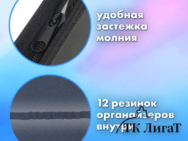 Папка для труда на молнии BRAUBERG А4, 2 отделения, органайзер, "Neon drift", 272213