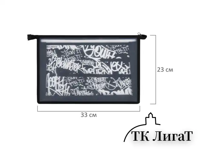 Папка для труда BRAUBERG А4, 2 отделения, пластик, молния сверху, органайзер, "Graffiti", 272215