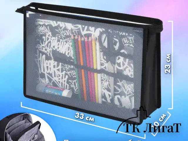 Папка для труда BRAUBERG А4, 2 отделения, пластик, молния сверху, органайзер, "Graffiti", 272215