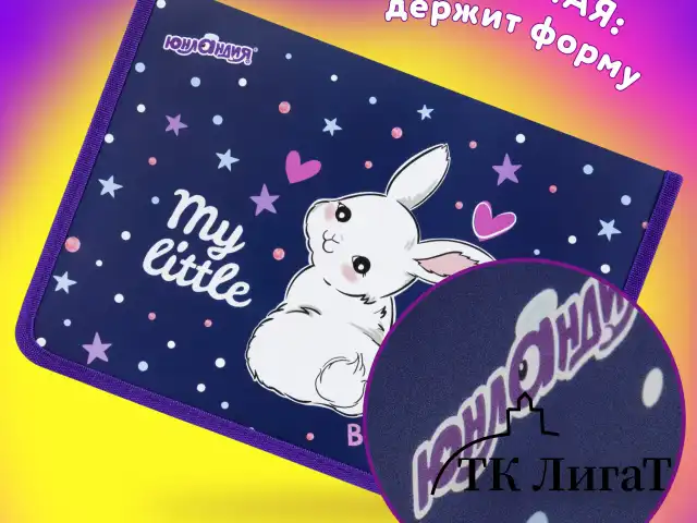 Папка для труда на молнии ЮНЛАНДИЯ А4, 1 отделение, откидная планка, органайзер, "Fluffy tail", 272220
