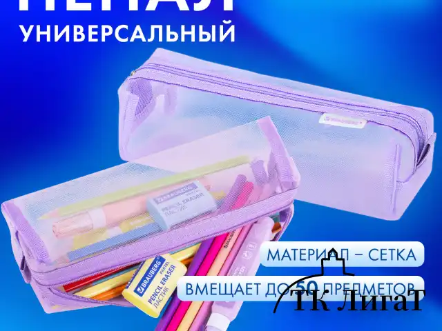 Пенал-тубус BRAUBERG, сетка, 22х5х5 см, фиолетовый, 272236