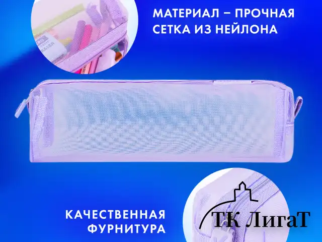 Пенал-тубус BRAUBERG, сетка, 22х5х5 см, фиолетовый, 272236