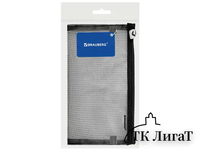 Пенал-конверт BRAUBERG, сетка, 22x10 см, черный, 272237