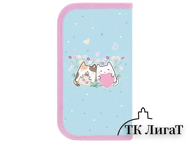 Пенал ПИФАГОР, 2 отделения, ламинированный картон, 19х11 см, "Cat friends", 272247
