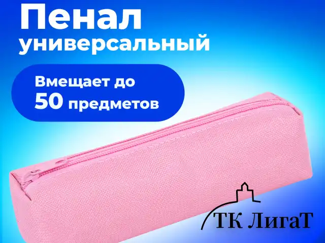 Пенал-тубус ПИФАГОР на молнии, ткань, пастельно-розовый, 20х5 см, 272260