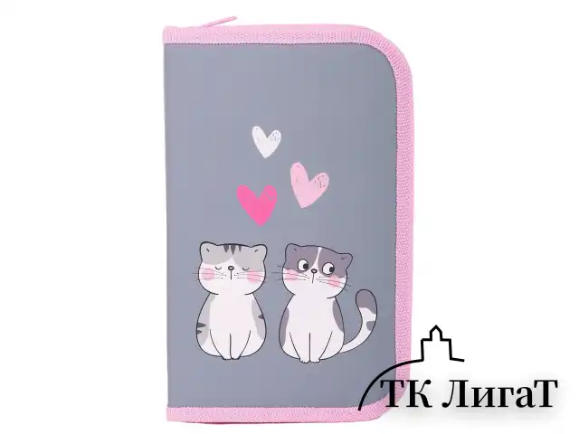Пенал ЮНЛАНДИЯ, 1 отделение, картон с эффектом soft-touch, 19х11 см, "Sweet whiskers", 272261