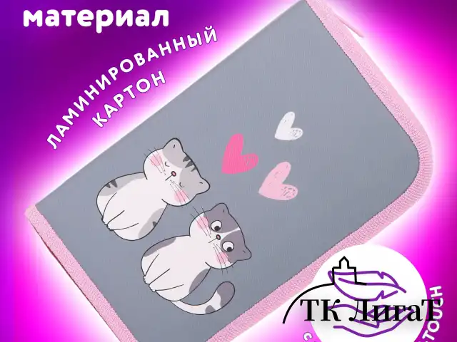 Пенал ЮНЛАНДИЯ, 1 отделение, картон с эффектом soft-touch, 19х11 см, "Sweet whiskers", 272261