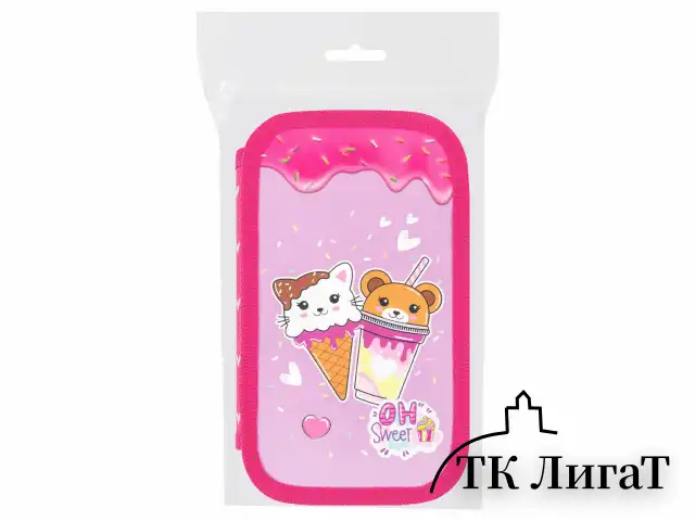 Пенал ЮНЛАНДИЯ, 2 отделения, картон с эффектом soft-touch, 19х11 см, "Candy friends", 272263