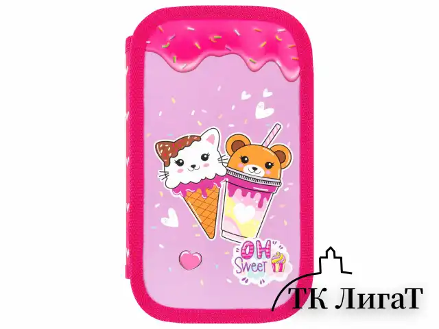 Пенал ЮНЛАНДИЯ, 2 отделения, картон с эффектом soft-touch, 19х11 см, "Candy friends", 272263