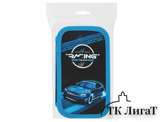 Пенал ЮНЛАНДИЯ, 2 отделения, картон с эффектом soft-touch, 19х11 см, "Speed race", 272264