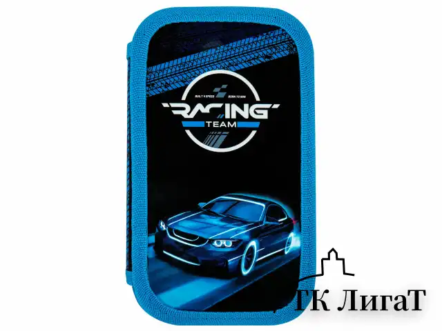 Пенал ЮНЛАНДИЯ, 2 отделения, картон с эффектом soft-touch, 19х11 см, "Speed race", 272264