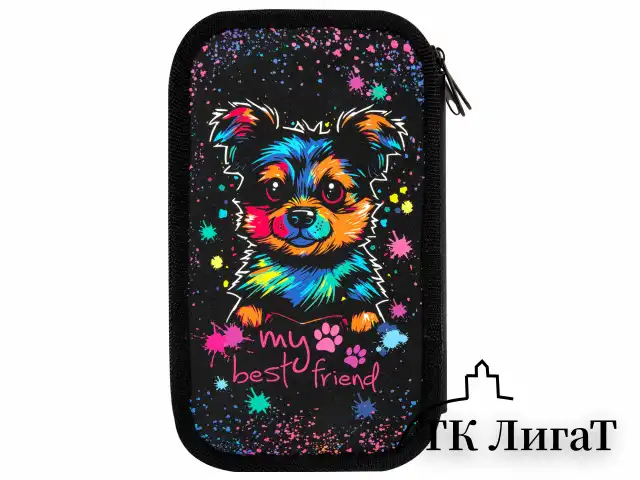 Пенал ЮНЛАНДИЯ, 3 отделения, картон с эффектом soft-touch, 19х11 см, "True friend", 272266