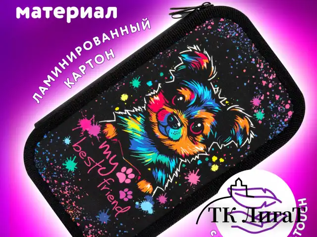 Пенал ЮНЛАНДИЯ, 3 отделения, картон с эффектом soft-touch, 19х11 см, "True friend", 272266