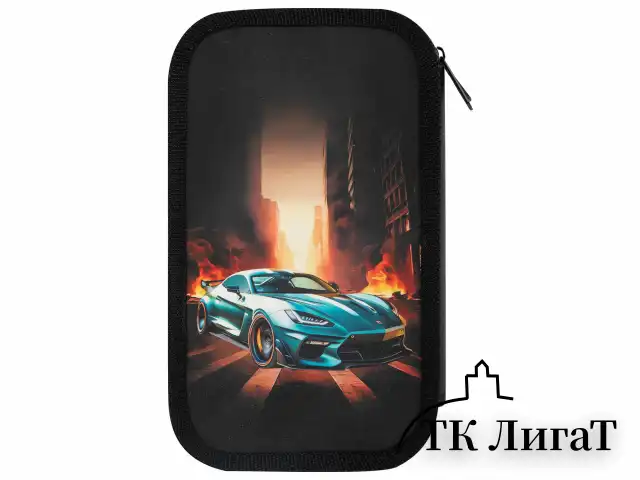 Пенал ЮНЛАНДИЯ, 3 отделения, картон с эффектом soft-touch, 19х11 см, "Fire car", 272267