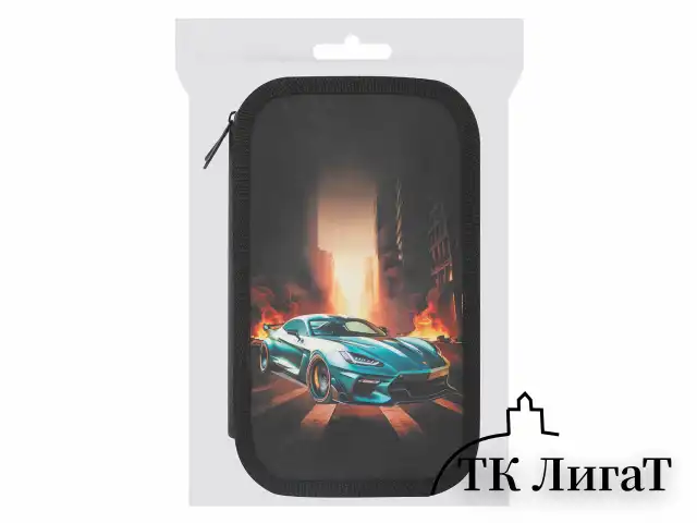 Пенал ЮНЛАНДИЯ, 3 отделения, картон с эффектом soft-touch, 19х11 см, "Fire car", 272267